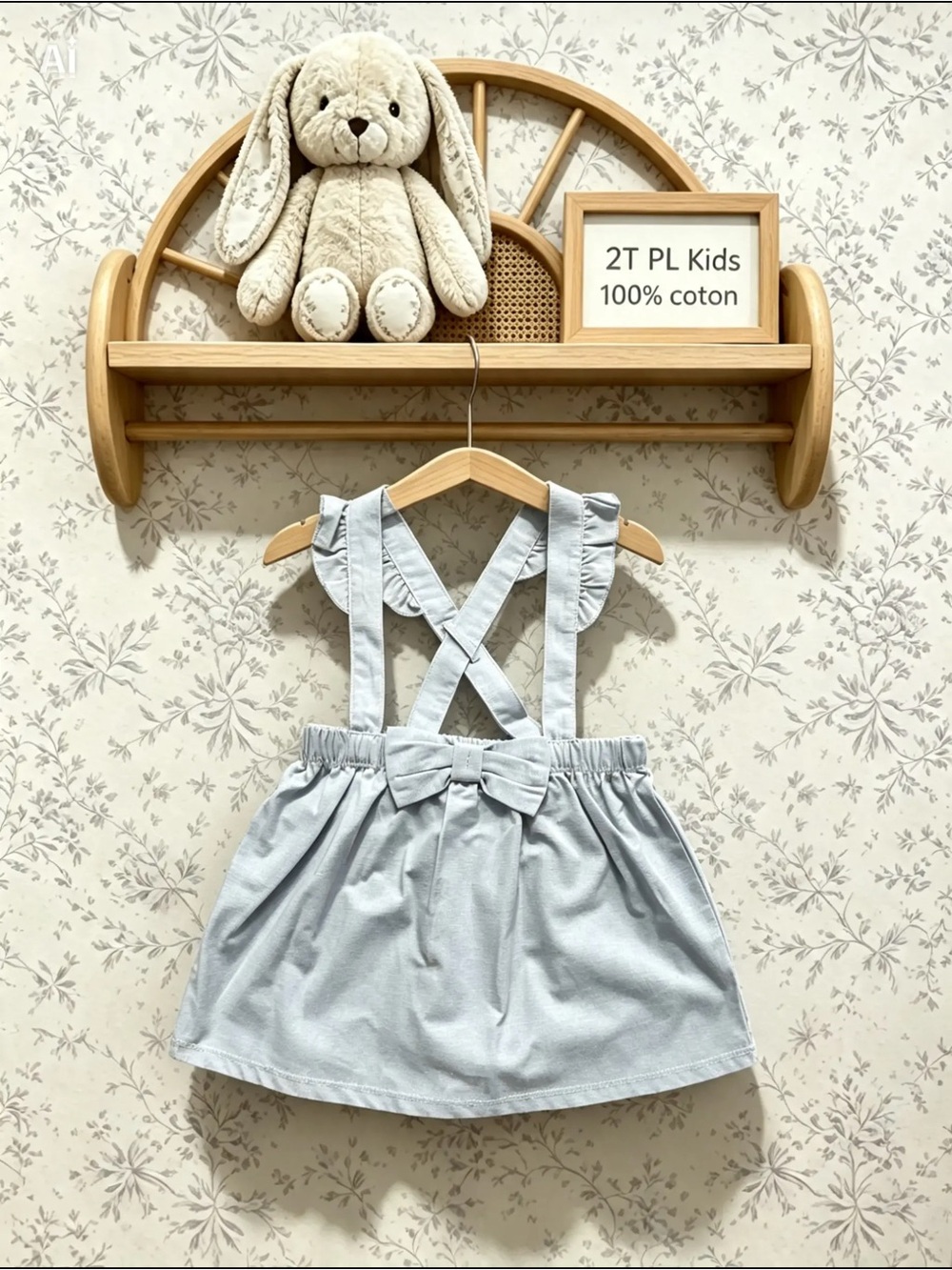 PL Kids Suspender Skirt Set 2T Blue 100% Cotton